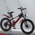 Red 22-inch children's shock absorption mountain bike with variable speed gears and anti-skid tyres