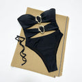 Women's solid colour nylon one-piece swimsuit in black for swimming and wading
