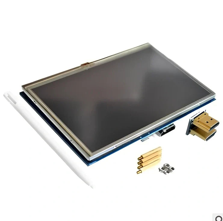 5 inch 800x480 HD touch LCD display connected to Raspberry Pi via HDMI and GPIO