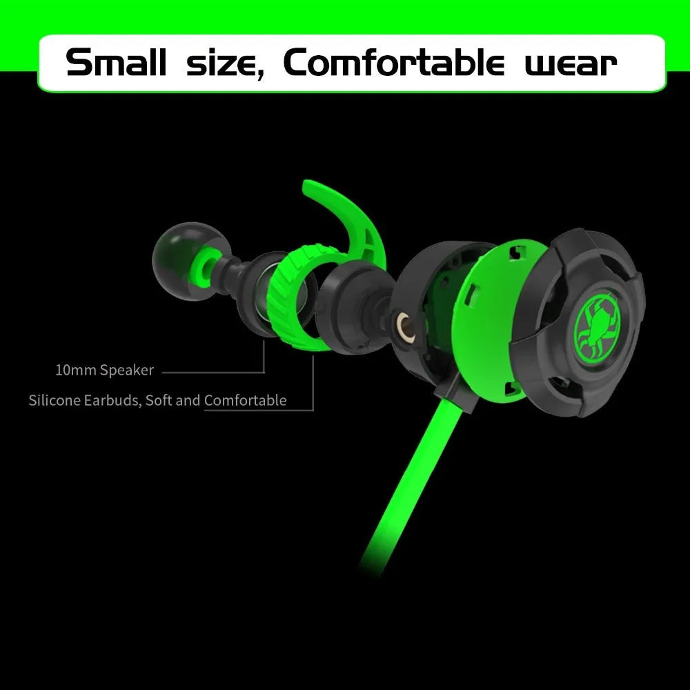 Shuangmai wired in-ear computer gaming headset with 1.5m cable in black, green, and red colours