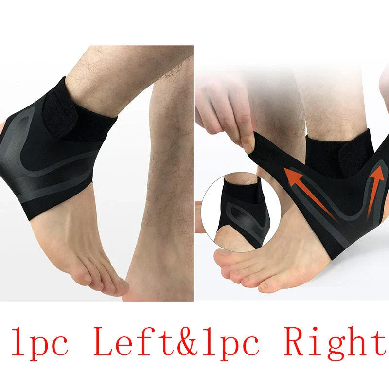 Adjustable ankle support brace for sports and running in black