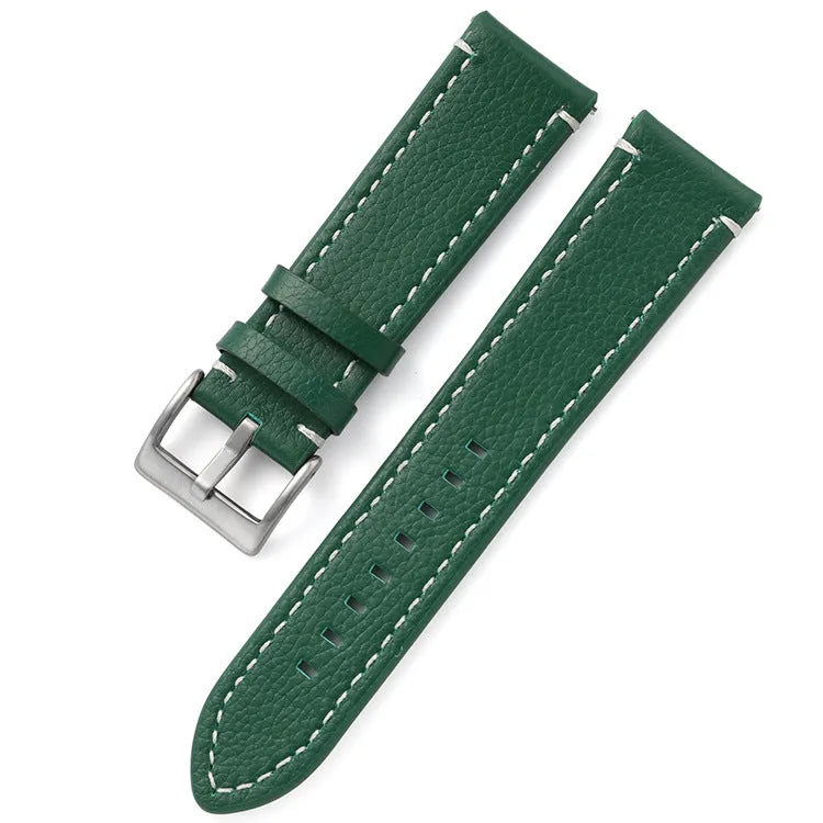 Leather watch strap in double-sided head layer cowhide, available in seven colours and six widths from 18mm to 24mm