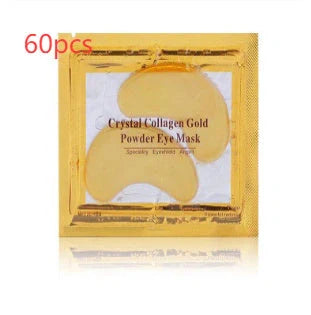 Gold crystal collagen eye patches applied under eyes for dark circle and fine line treatment