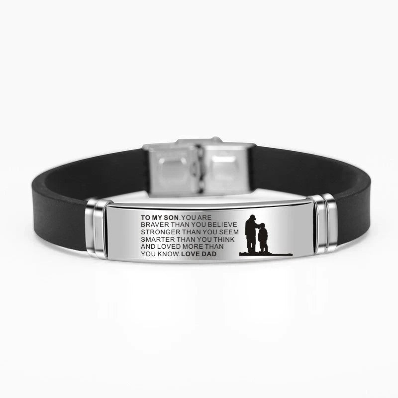 Engraved stainless steel silicone bracelet for family bonds with personal engravings