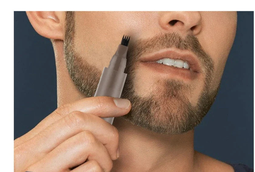 A premium beard filling pencil with a brush, designed to help men achieve a flawless, well-groomed beard look.