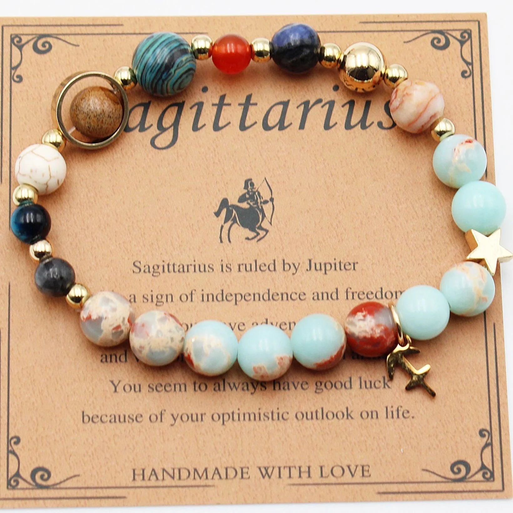 Twelve Constellations Natural Stone Beaded Bracelets - Unisex Astrological Jewellery