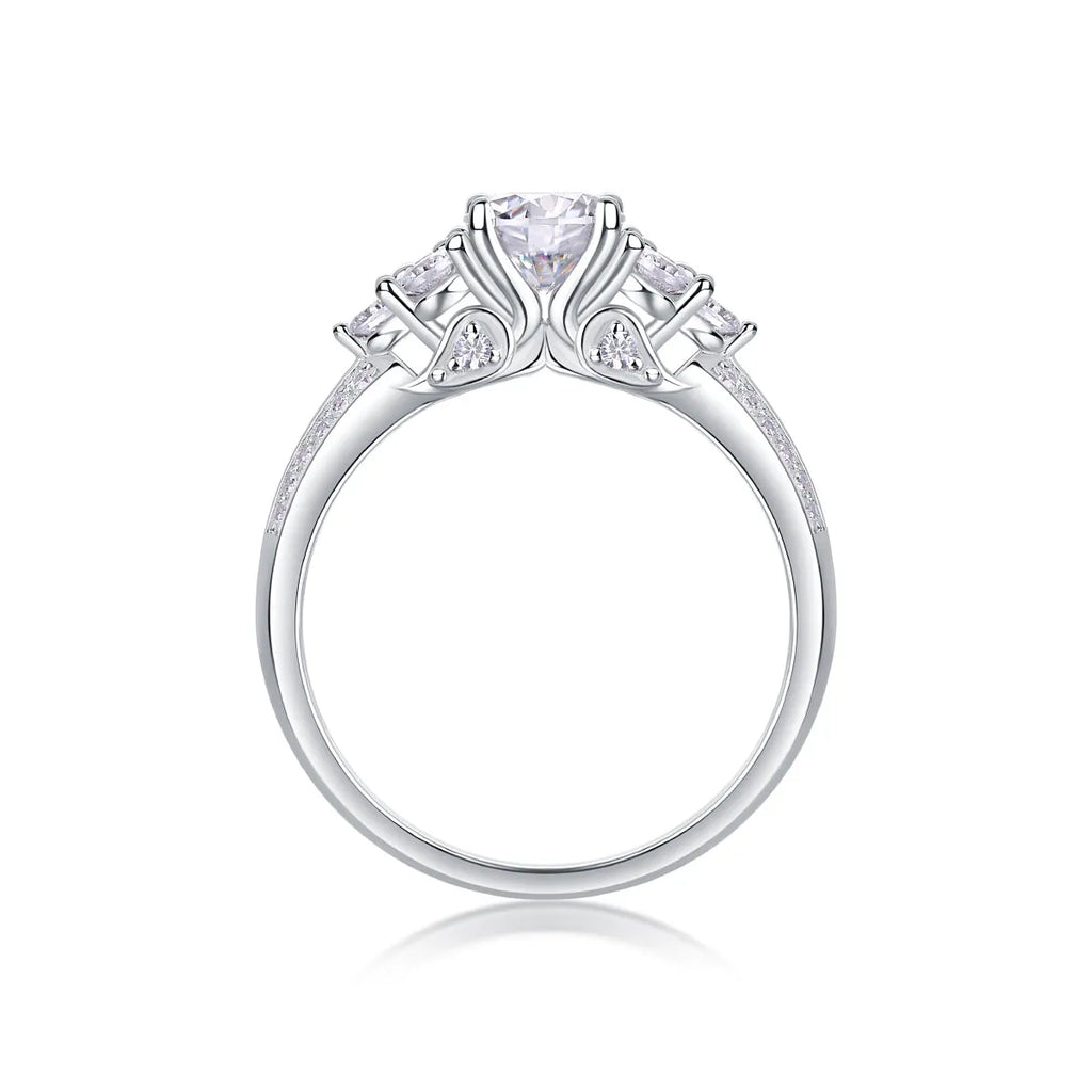 Coral Dream wedding ring set with 1 carat moissanite in S925 silver with platinum plating