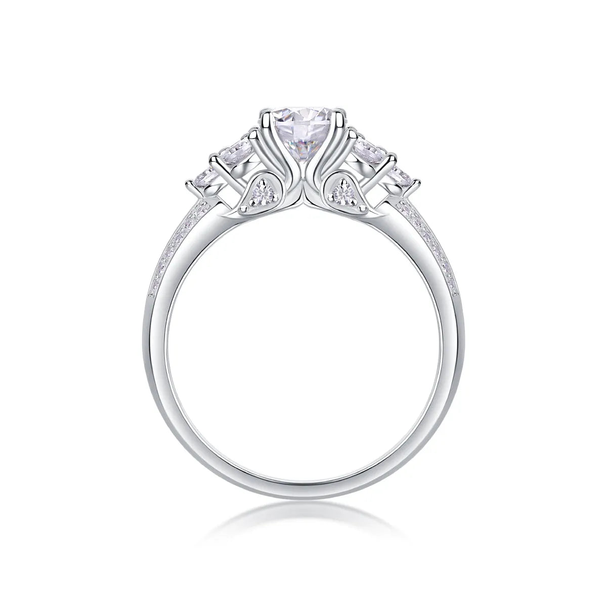 Coral Dream wedding ring set with 1 carat moissanite in S925 silver with platinum plating