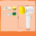 Electric kitchen cleaning brush with multiple brush heads for stove and range hood cleaning