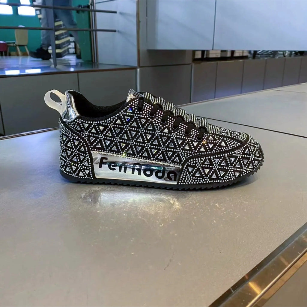 Men's slip-on breathable sneakers with mixed material upper and thick rubber sole, available in white, green, black, and orange
