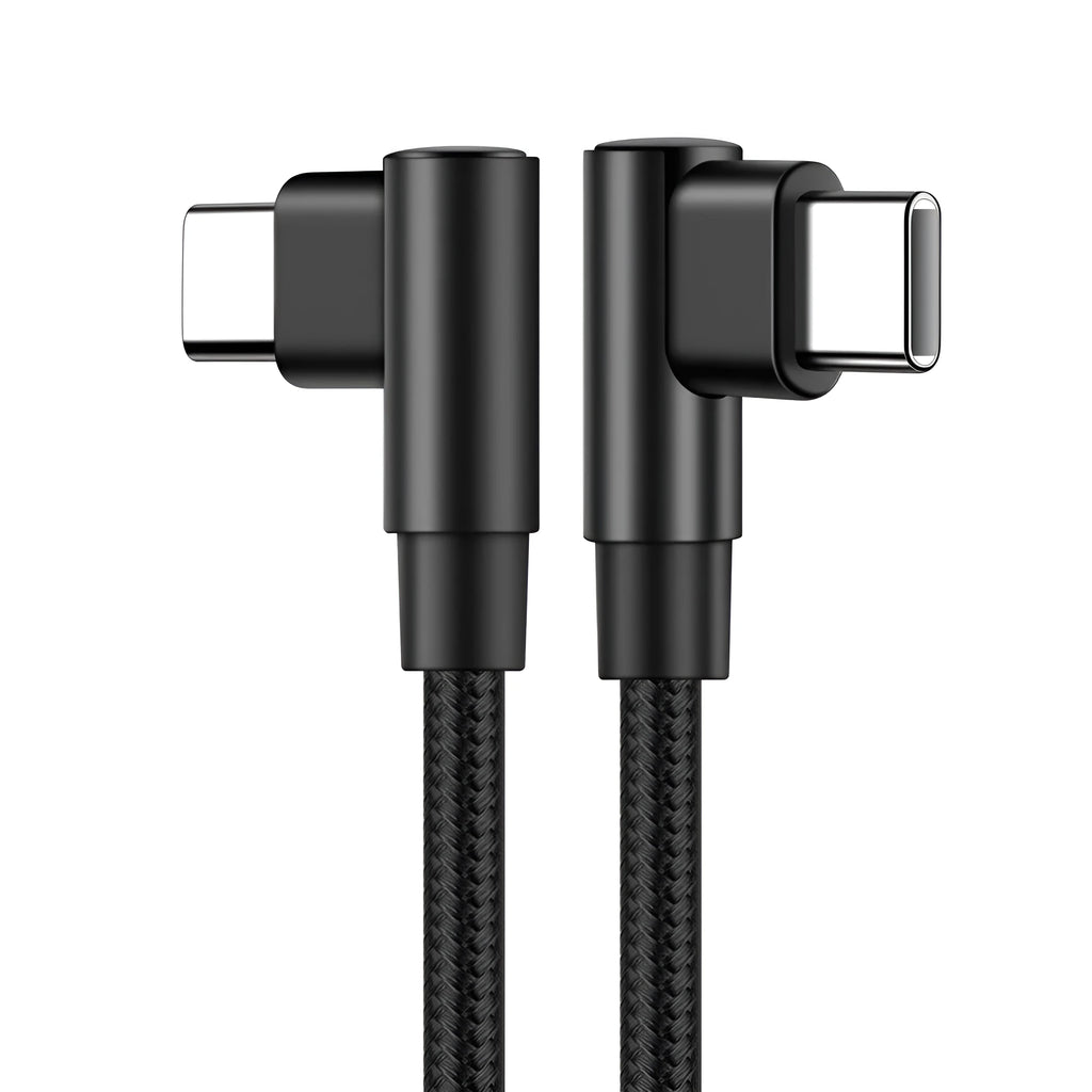 Black double-ended Type-C nylon braided PD fast charging data cable 2m length