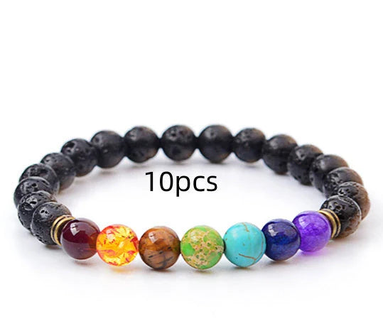 Handcrafted lava bead bracelet with seven chakra healing stones for balance and wellness