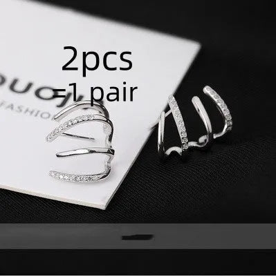 S925 silver needle four-prong zircon inlaid ear studs in gold finish, geometric shape, for women