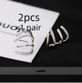 S925 silver needle four-prong zircon inlaid ear studs in gold finish, geometric shape, for women