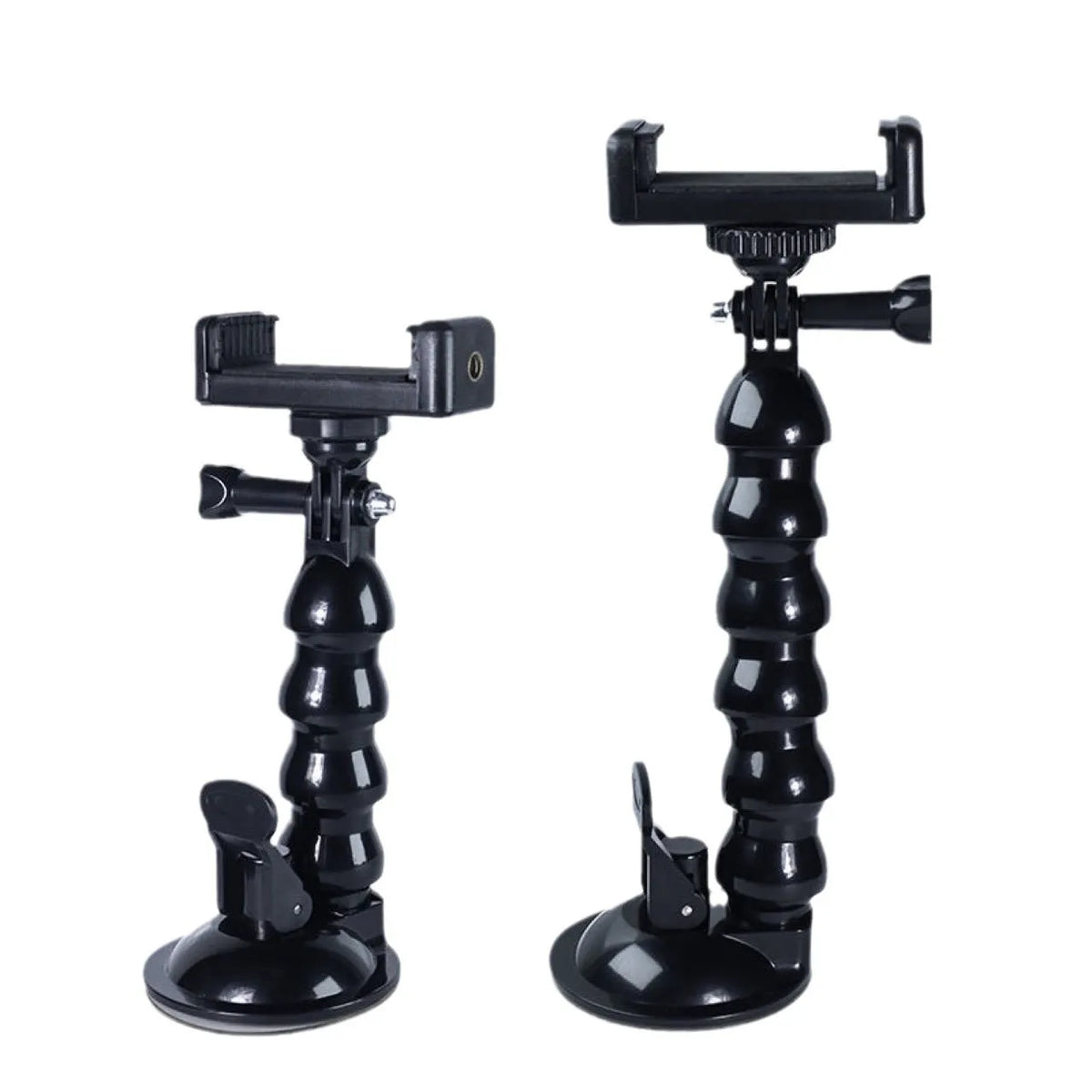 Lightweight plastic car shooting bracket mobile phone holder, black, with four-section adjustable arms for dash cam video recording