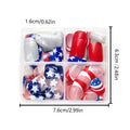 Independence Day themed nail art set with American five-pointed star design and XINGX pattern