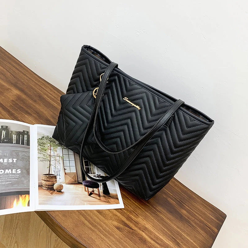 Women's retro wave pattern diamond plaid embroidered shoulder bag in various colours