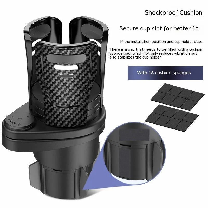 Car cup holder modification kit in ABS plastic with carbon fibre finish