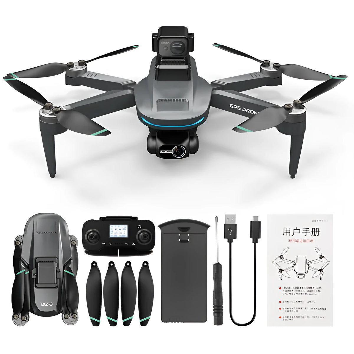 L200 PRO MAX brushless folding HD aerial photography drone with two-axis stabilisation head in flight