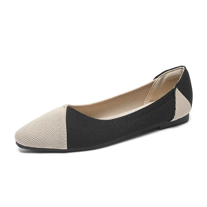 Women's flyknit woven flat shoes in multiple colours on a white background