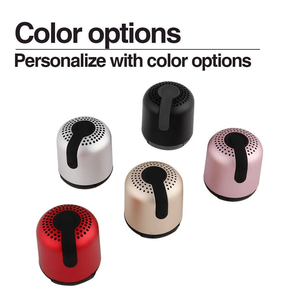 Hieha XQ11 cylindrical metal Bluetooth speaker in black, gold, pink, red, or silver colour.