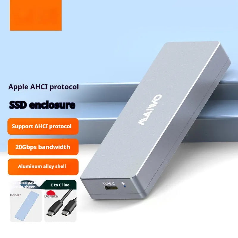 K1701 aluminium M.2 SSD enclosure with Type-C cable, screwdriver, screws, and silicone heat sink