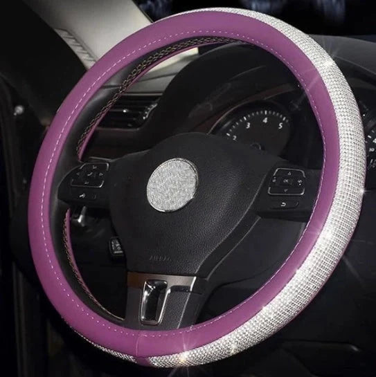 Universal car steering wheel handle set with anti-slip PU leather cover in various colours