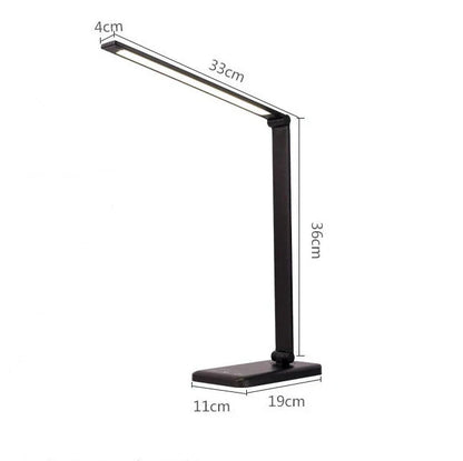 Wireless charging LED desk lamp with adjustable lighting and auto timer function