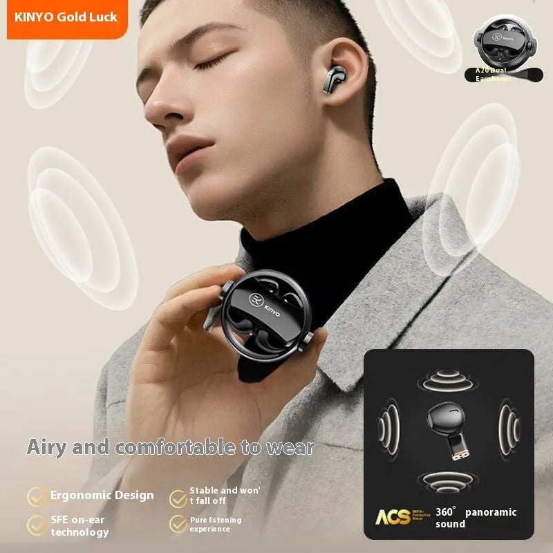 Wireless in-ear Bluetooth earphones in black with rotatable design and noise reduction