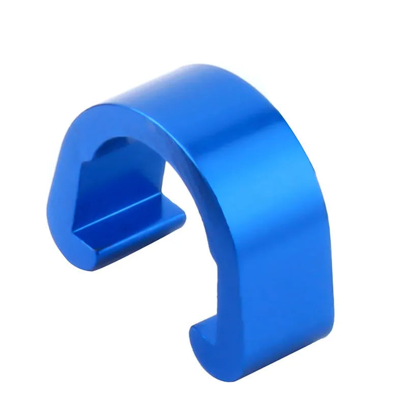 Aluminium alloy C-shaped buckle in multiple colours including black, blue, gold, green, pink, purple, red, and silver.