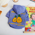 Blue and purple cotton cartoon print dog hoodie with a hood, sizes L XL 2XL 3XL 4XL
