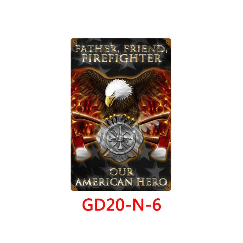 Retro tin painting wall hanging with American vintage design, 30x20cm