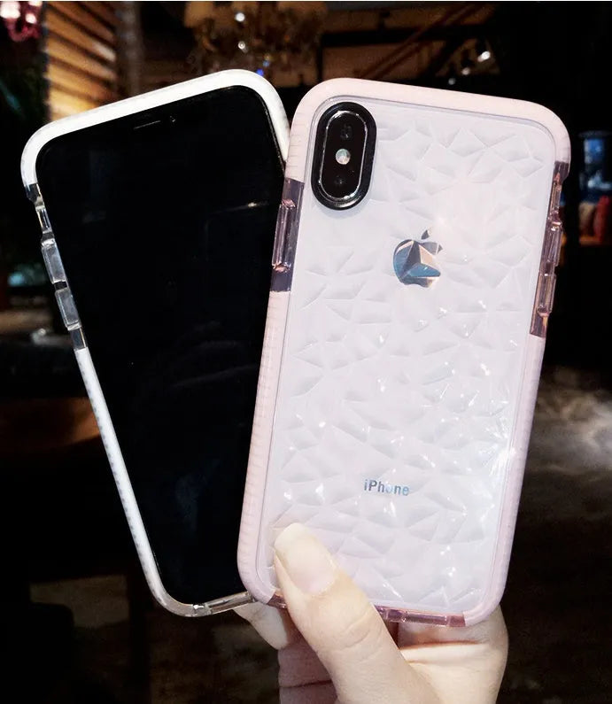 Simple TPU back cover phone case for iPhone with striped design and coloured edge options.