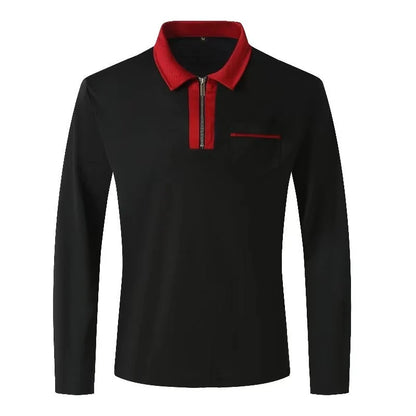 2024 Autumn Men's Long Sleeve Zipper Polo Shirts in various colors