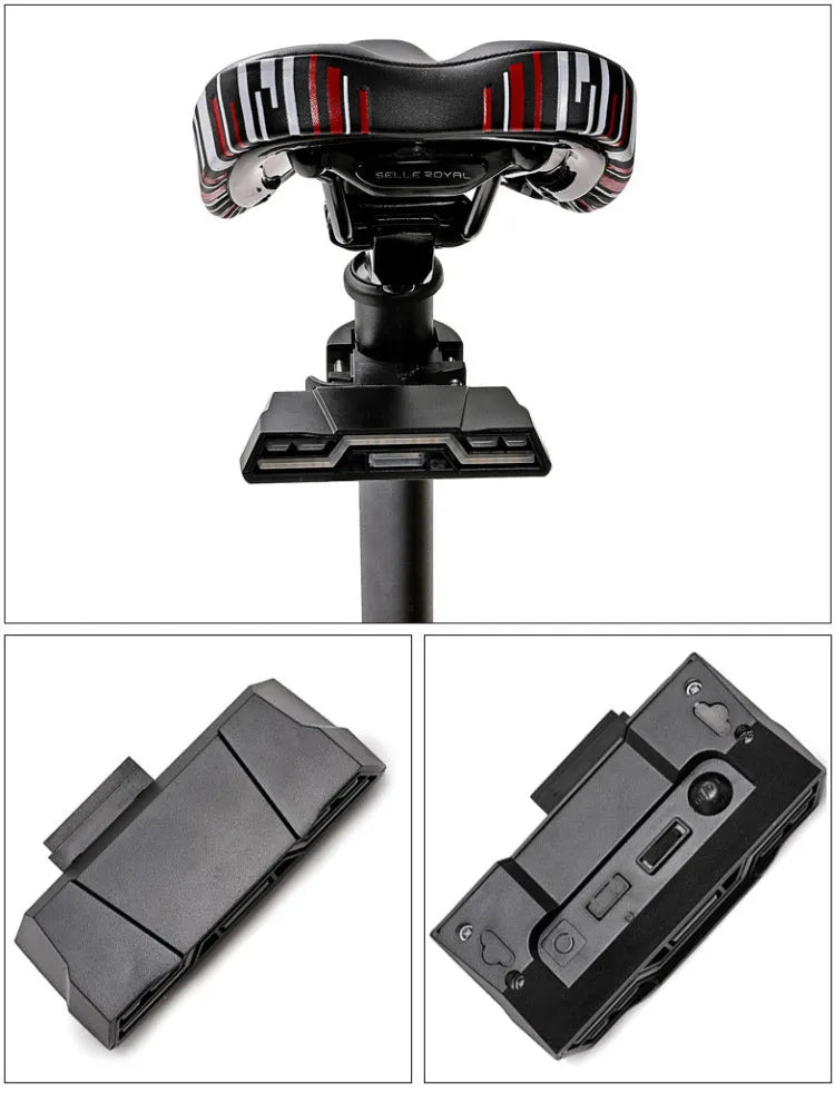 Waterproof USB rechargeable bicycle tail light with 2000mAh lithium battery and three colour options