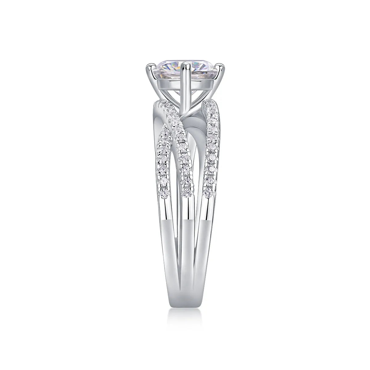 1-carat moissanite S925 silver wedding ring with platinum plating, diamond pen inspectable, gift box
