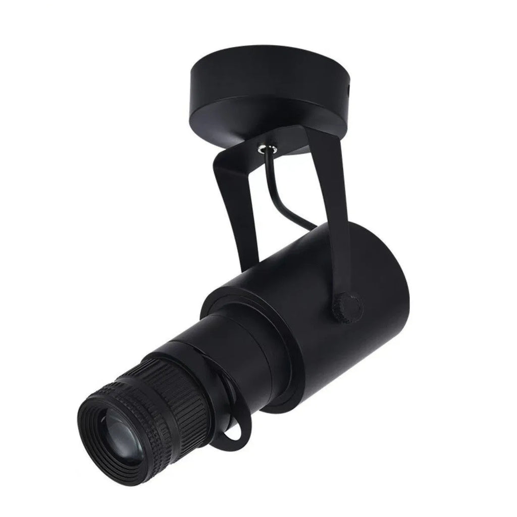 Black surface-mounted LED spotlight for restaurant atmosphere lighting with aluminium construction