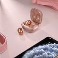 Transparent Bluetooth ear case replacement shell in clamshell design showing four colour variants