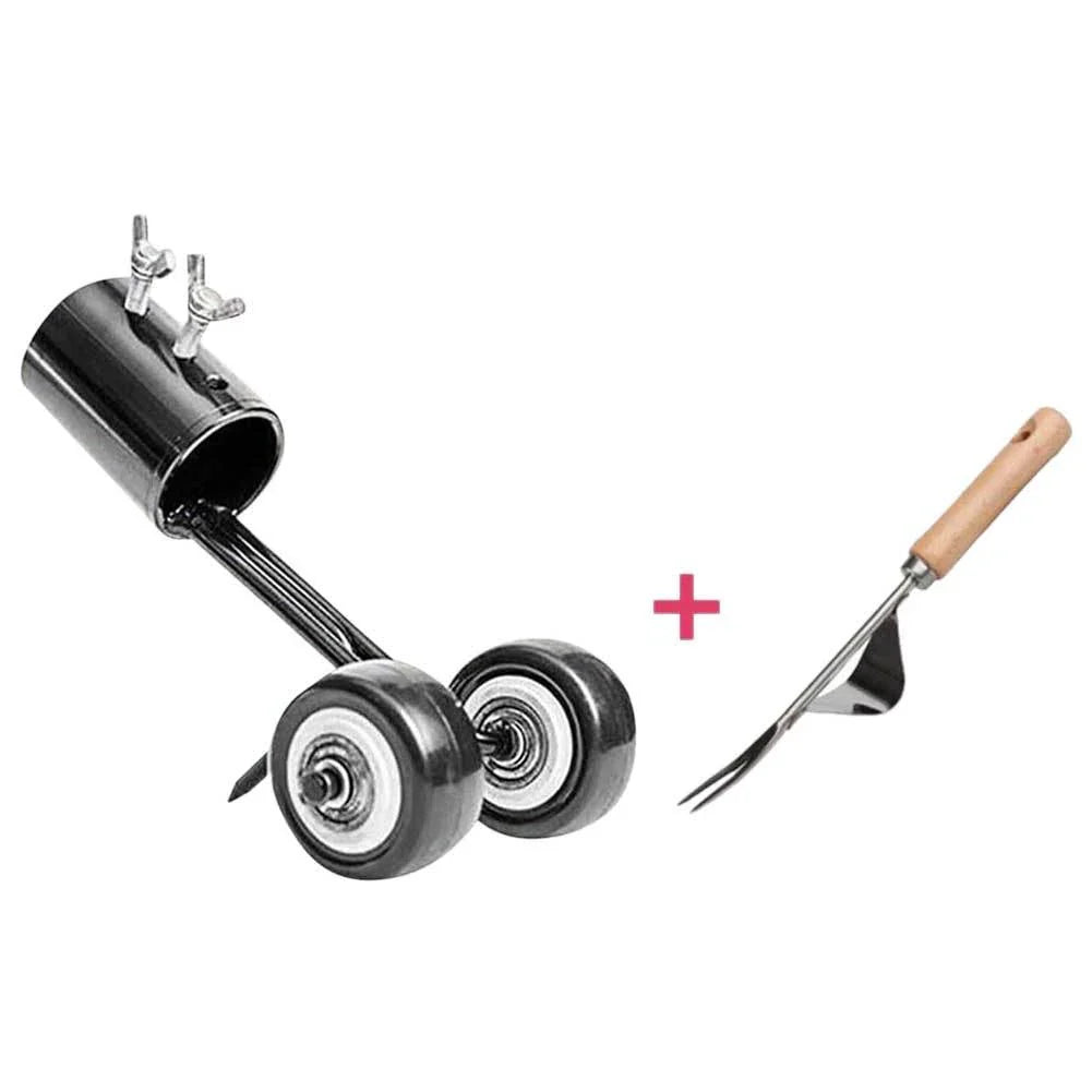 Portable gardening tools set for efficient weed removal with durable metal construction