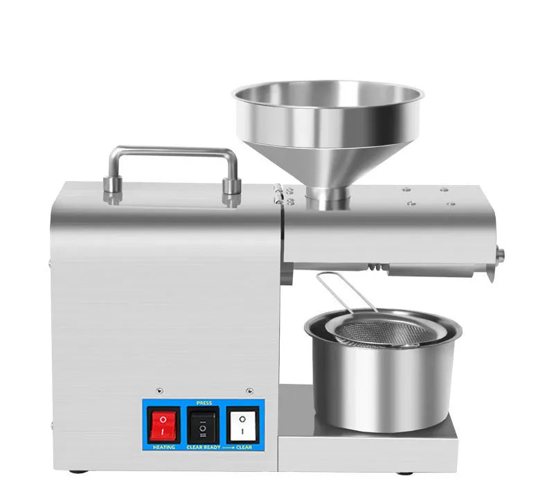 Xiangwei RG-311 and RG-312 electric household oil press machine on a kitchen counter