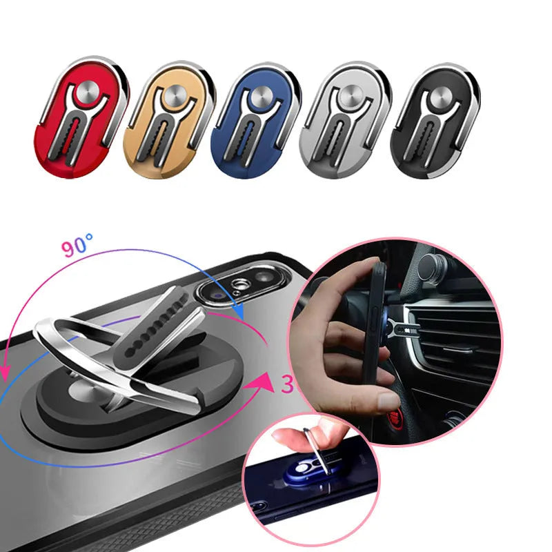 Universal car phone bracket with 360-degree rotating holder mounted on dashboard