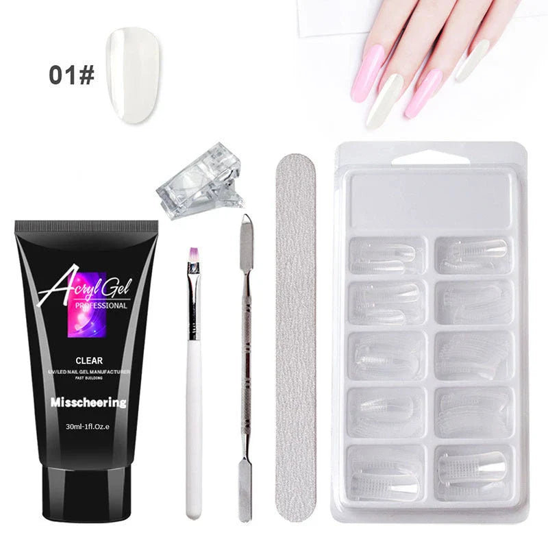 Painless Extension Gel Nail Art Set with UV/LED lamp and leather case