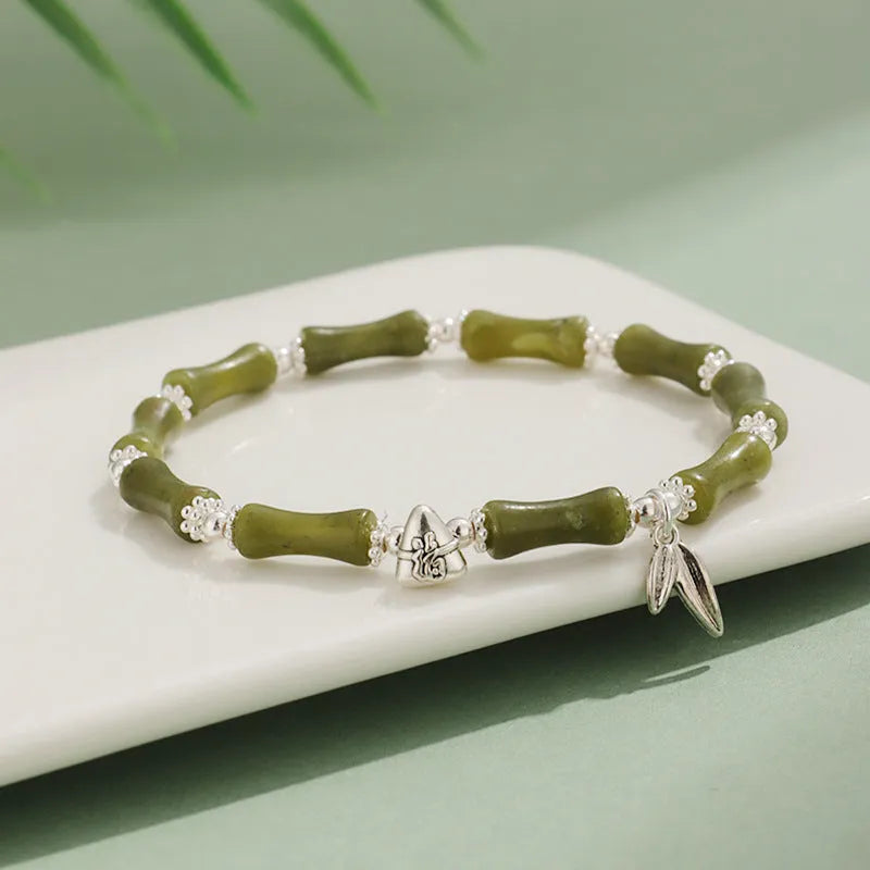 Women's green aventurine huang dongling olivine white jade stone bracelet with electroplated metal