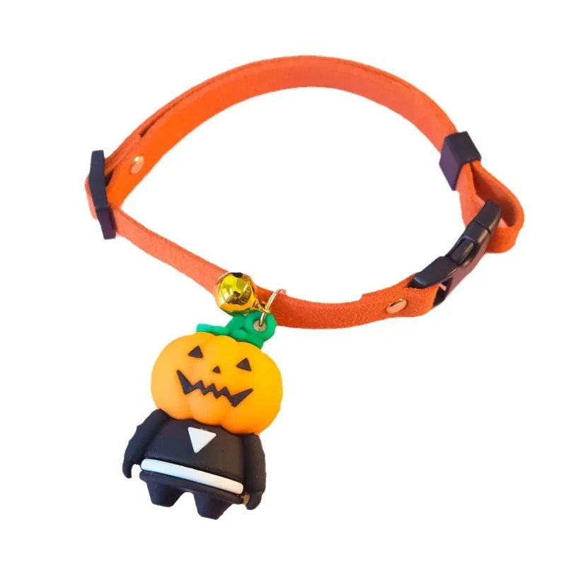 Halloween dog collar decoration with luminous cartoon pattern in adjustable polyester construction