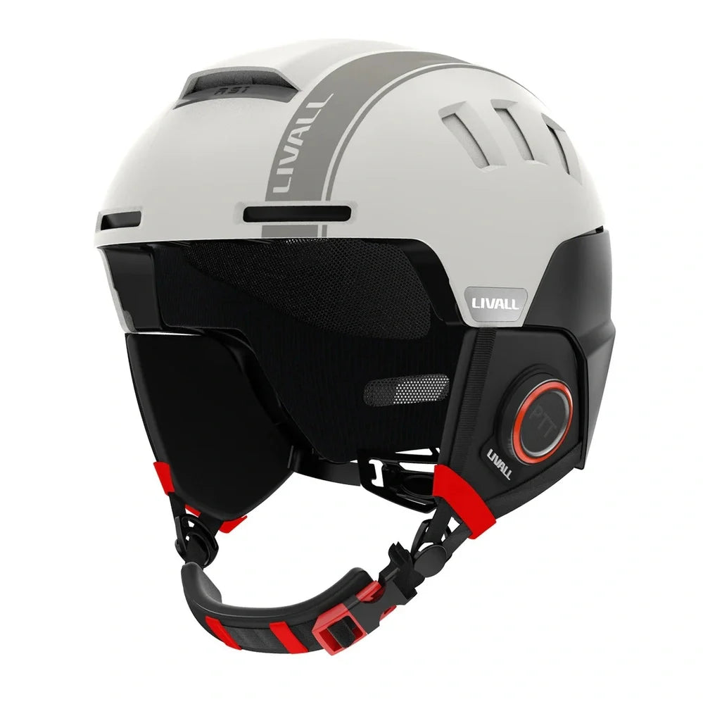 Graphite Black smart ski helmet with Bluetooth communication system and 15 ventilation holes