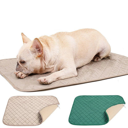 Natural Bamboo Fiber Pet Training Pad in green and beige, sizes S, M, L