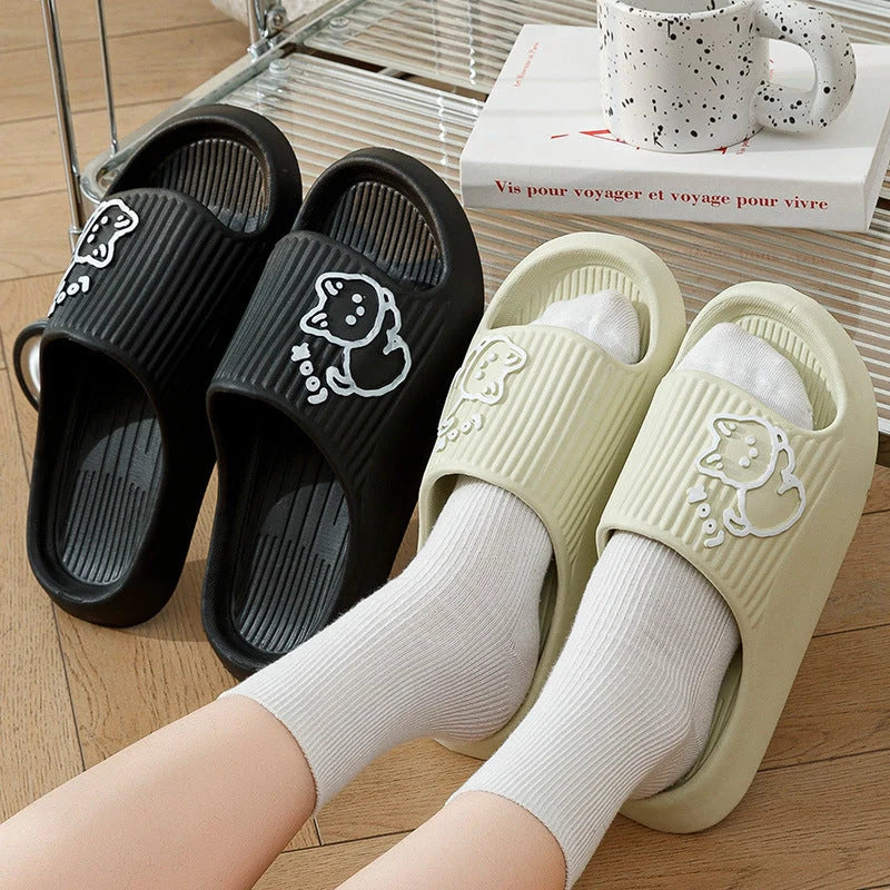 Women's cat slippers with non-slip sole in various colours