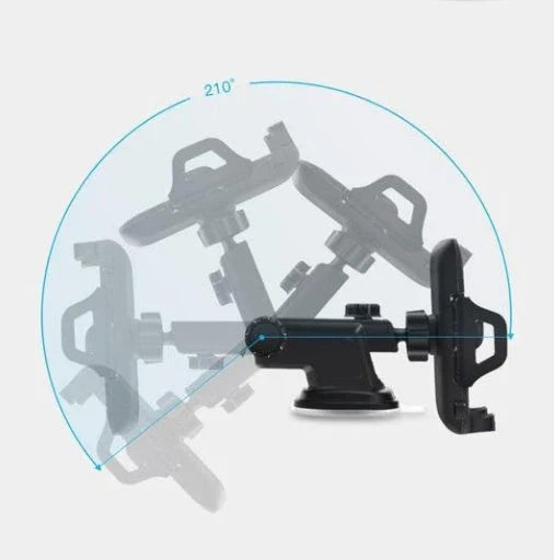 Universal Car Phone Holder in black with adjustable panel and suction cup mount