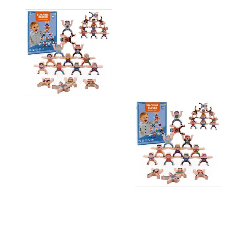 Cartoon Hercules Building Blocks set with colourful figures for stacking and balancing games