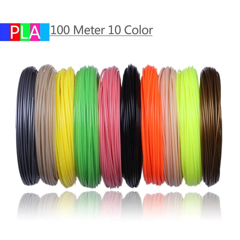 3D printing pen filament set with 20 colours of ABS and PLA strip in neutral self-sealing bag